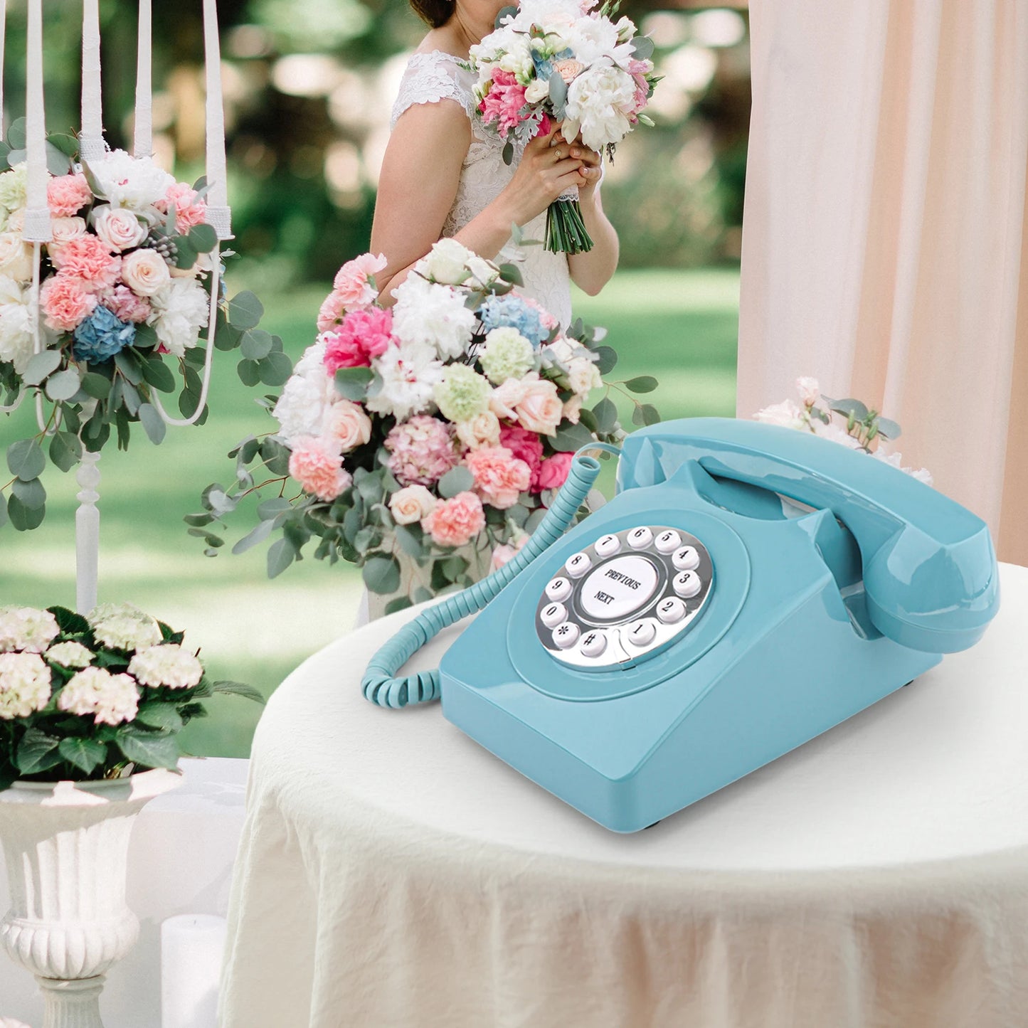 Guestbook for Wedding Messages Phone Beige Recorder Telephone Suitable for Hotel Party Holiday Christmas Messages to Friends