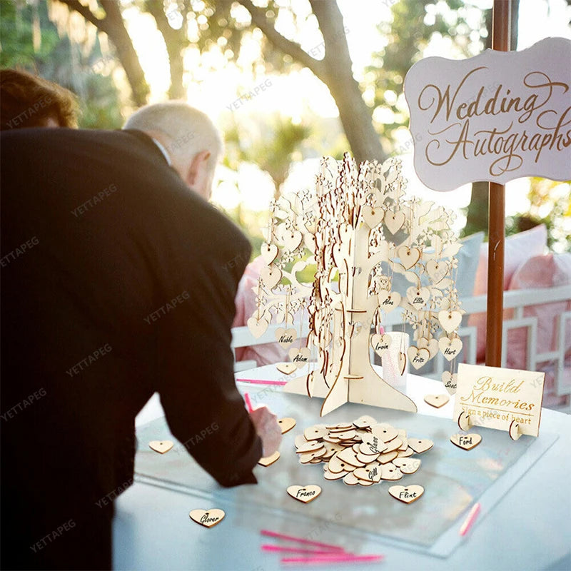 Wedding Guest Book Alternative boda libro Decor-Drop Heart Guestbook Wood Heart shap Guest Drop Box Mariage Sweet Heart Drop box