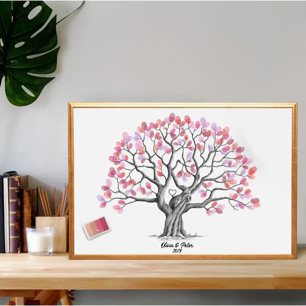 Wedding Fingerprint Tree Painting Loved Birds Guest Book Wedding Gift Fingerprint painting Wedding Souvenir Canvas Painting