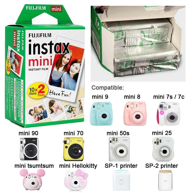 Origin Fujifilm Instax Mini Film White 10 20 40 60 80 100 Sheets For FUJI Instant Camera Mini 12/11 Mini 9 8 7 70 90 Film Camera