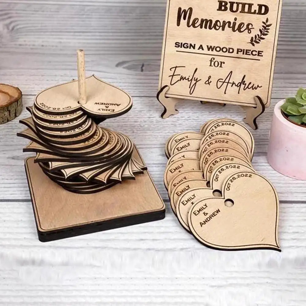 Blank Wedding Guestbook Rustic Wedding Keepsake Love Shape 20pcs DIY Wooden Wedding Guest Book Hearts Wedding Gift