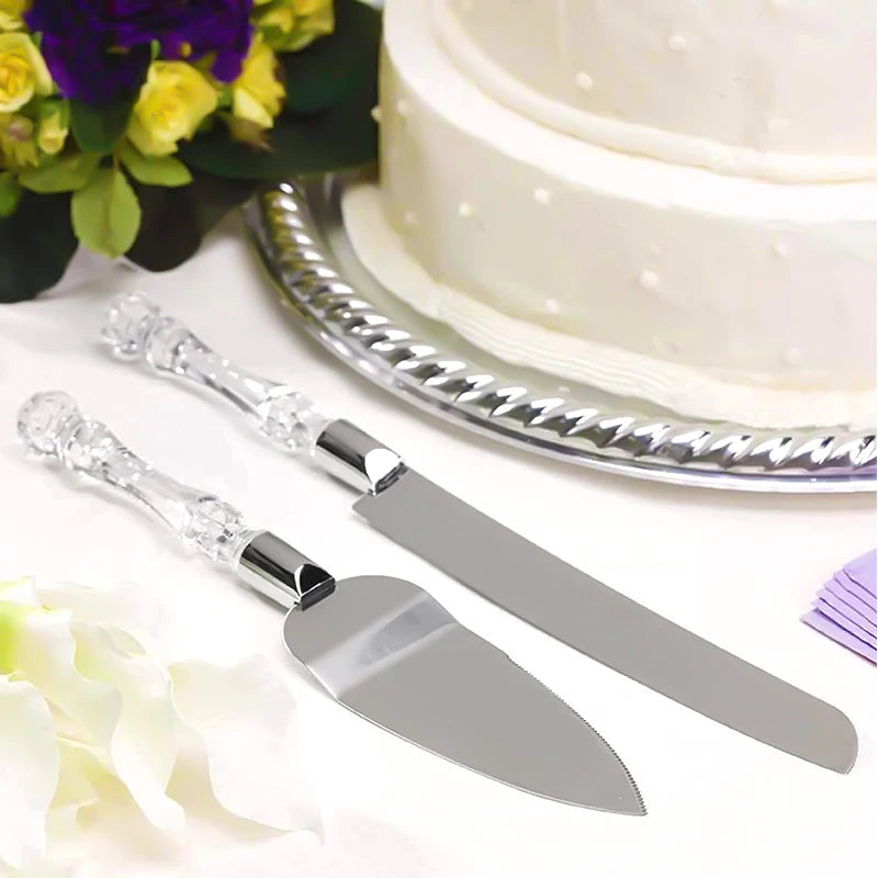 2pc Palace silver plated cake knife shovel suit wedding party decoration birthday cake shovel dinner knife baking pizza utensils