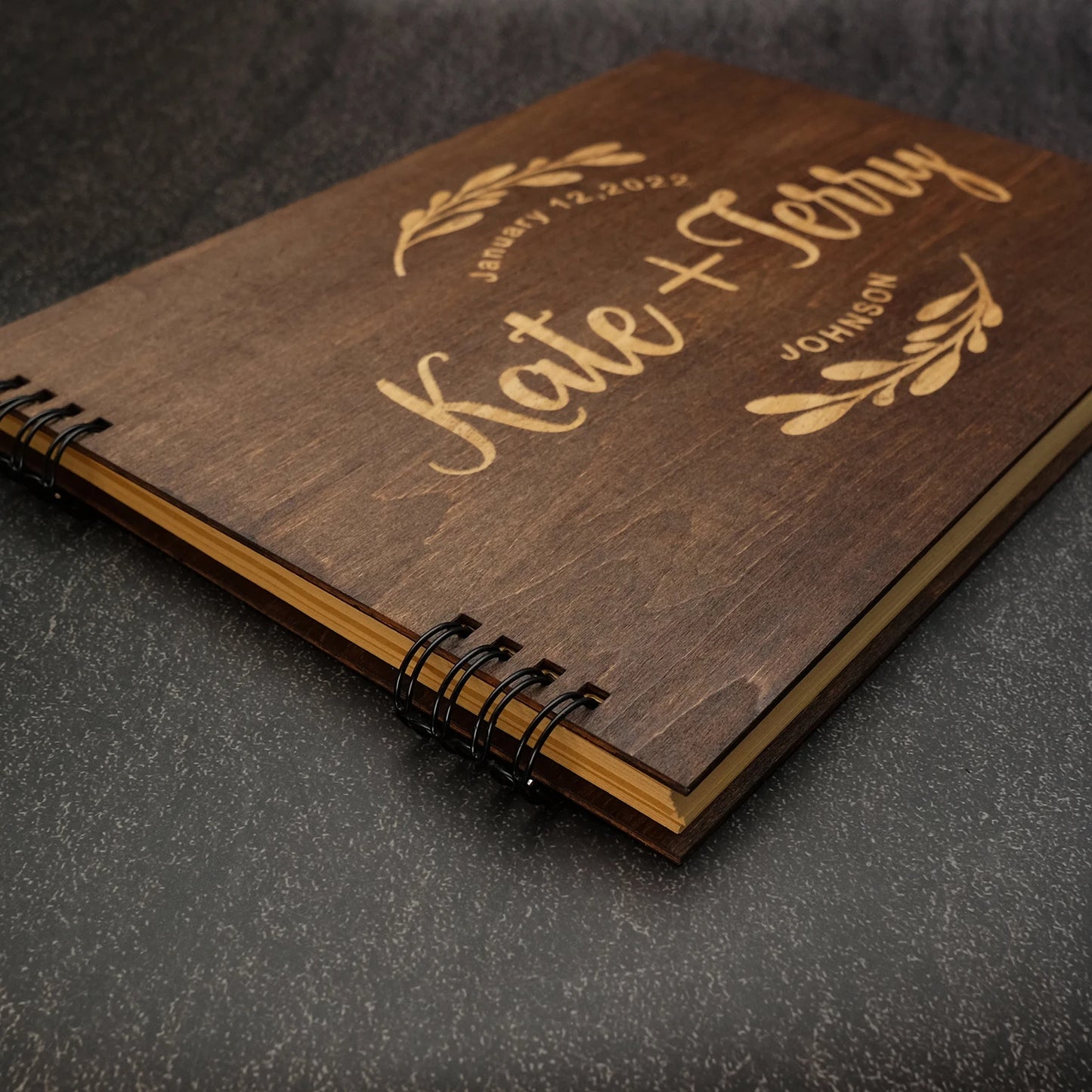 Personalized Engraved Wooden Wedding Guest Book, Rustic Wedding Guestbook, Bridal Shower, Wish Book, B5