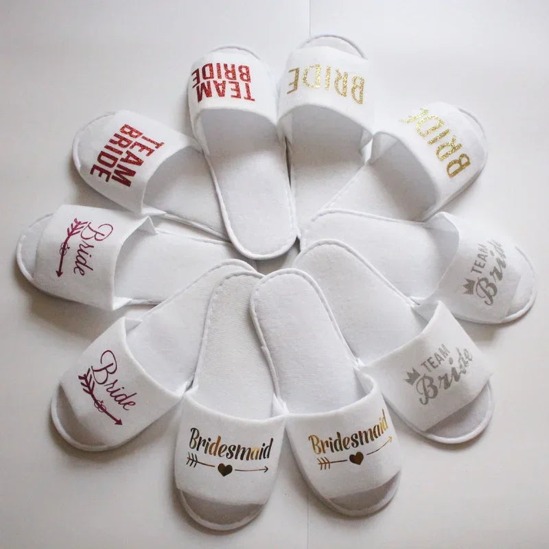 Wedding Bride To Be Slippers Team Bride Shower Decoration Bridesmaid Hen Party Soft Slippers Ladies Bachelorette Party Supplies