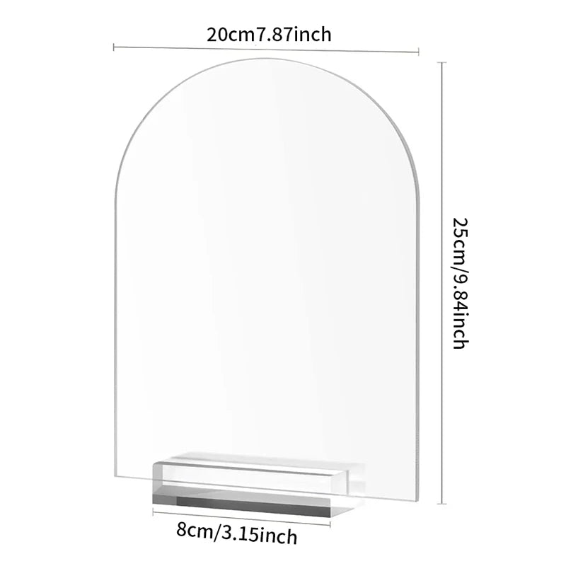 2Pcs Blank Acrylic Sign With Stand Arch Clear Table Sign Acrylic Sheet For Wedding Table Number Menu Sign Party Wedding Supplies