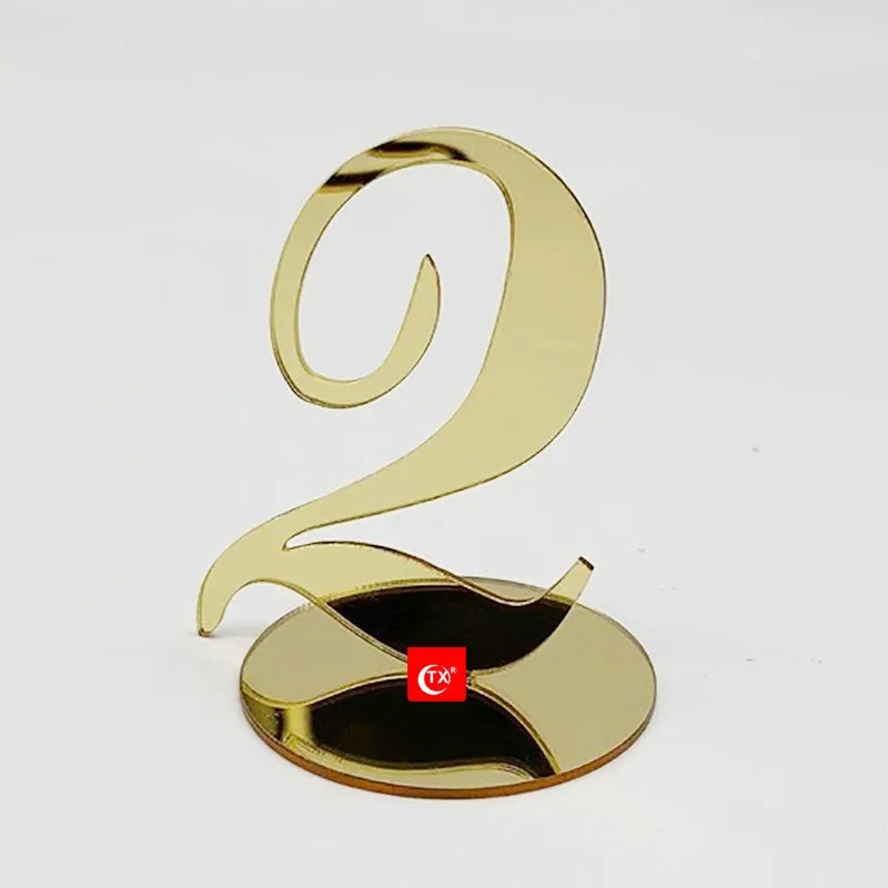 Gold Silver Table Number with Holder Elegant Mirror Table Number Sign Seat Card for Wedding Birthday Party Anniversary Event