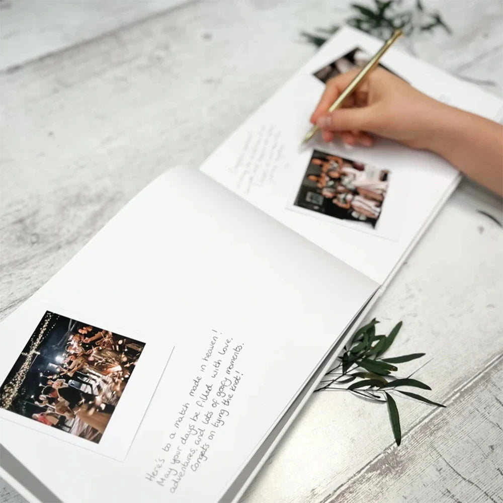 Personalized Guest Book for Wedding White/Black Noble Message Photo Album Simple Elegant Horizontal Keepsake Book Signature Book