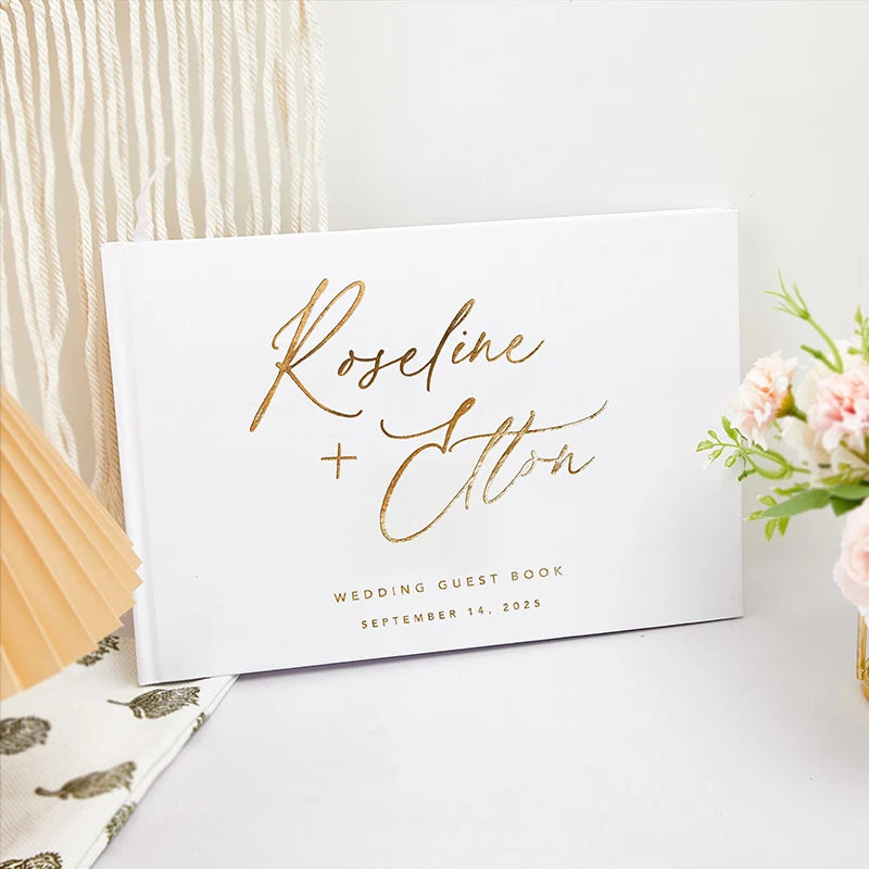 Personalized Wedding Guest Book | Custom Reception Guestbook | Engagement Signning Book | Wedding Anniversary Gifts for Her