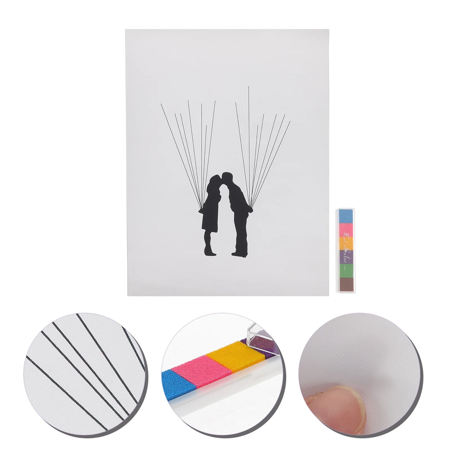 Fingerprint Check-in Painting Wedding Guest Book Personalized Sign Balloon for Party Canvas Decoration Stuff