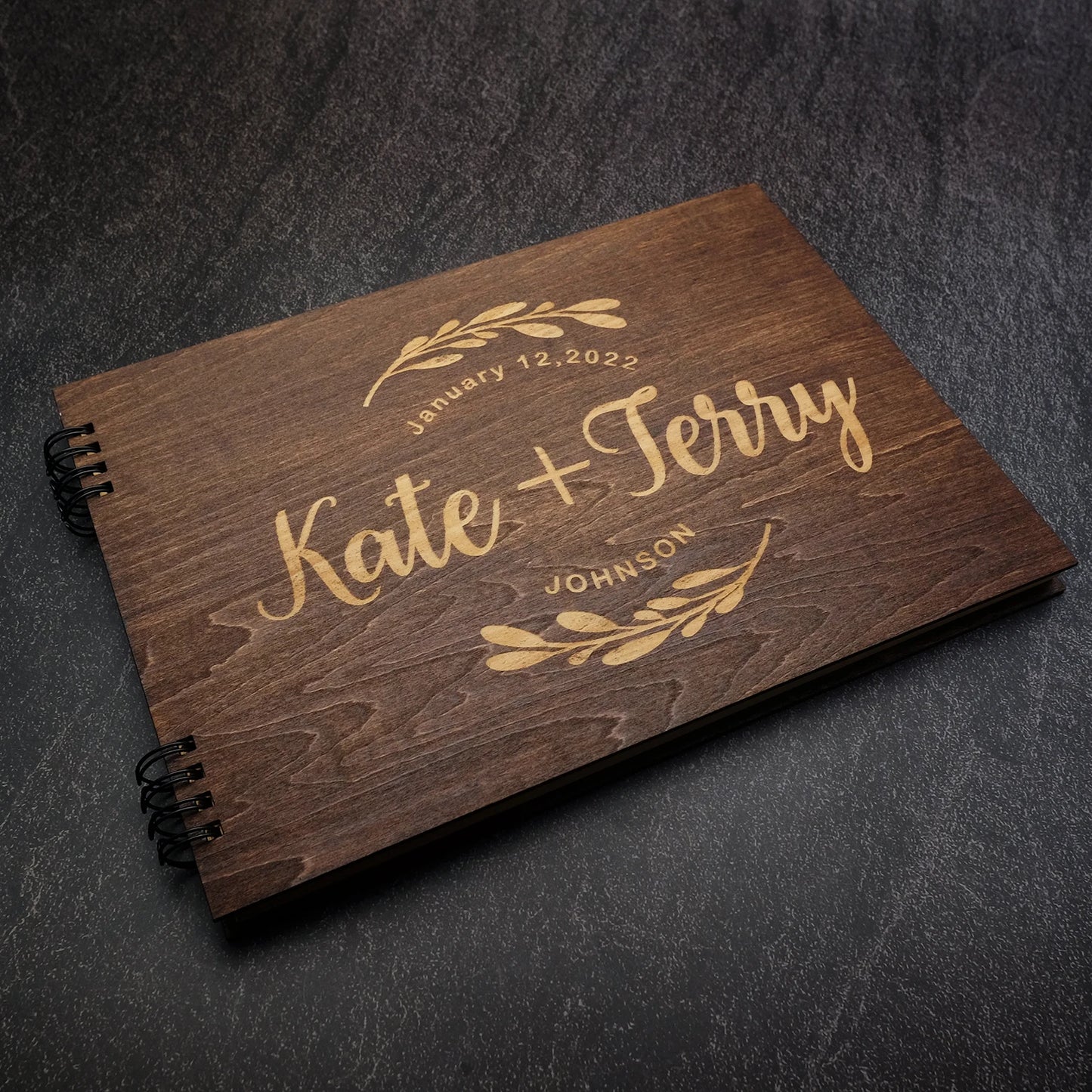 Personalized Engraved Wooden Wedding Guest Book, Rustic Wedding Guestbook, Bridal Shower, Wish Book, B5