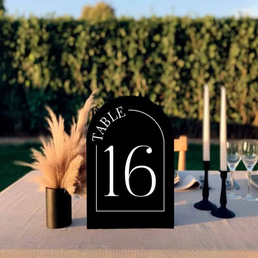 Black Acrylic Wedding Table Numbers with Stand Acrylic Calligraphy Wedding Signage Table Number Stand