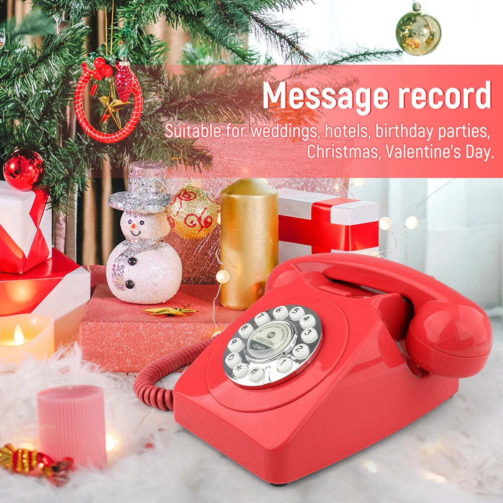 Guestbook for Wedding Messages Phone Beige Recorder Telephone Suitable for Hotel Party Holiday Christmas Messages to Friends