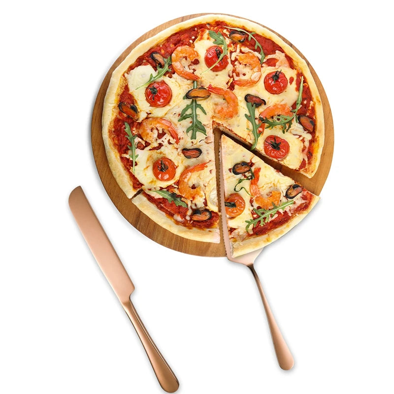 2Pcs/Set Stainless Steel Cake Shovel Set Bread Pizza Knife Dessert Pie Fondant Divider Cutter Spatula For Wedding Birth Baking