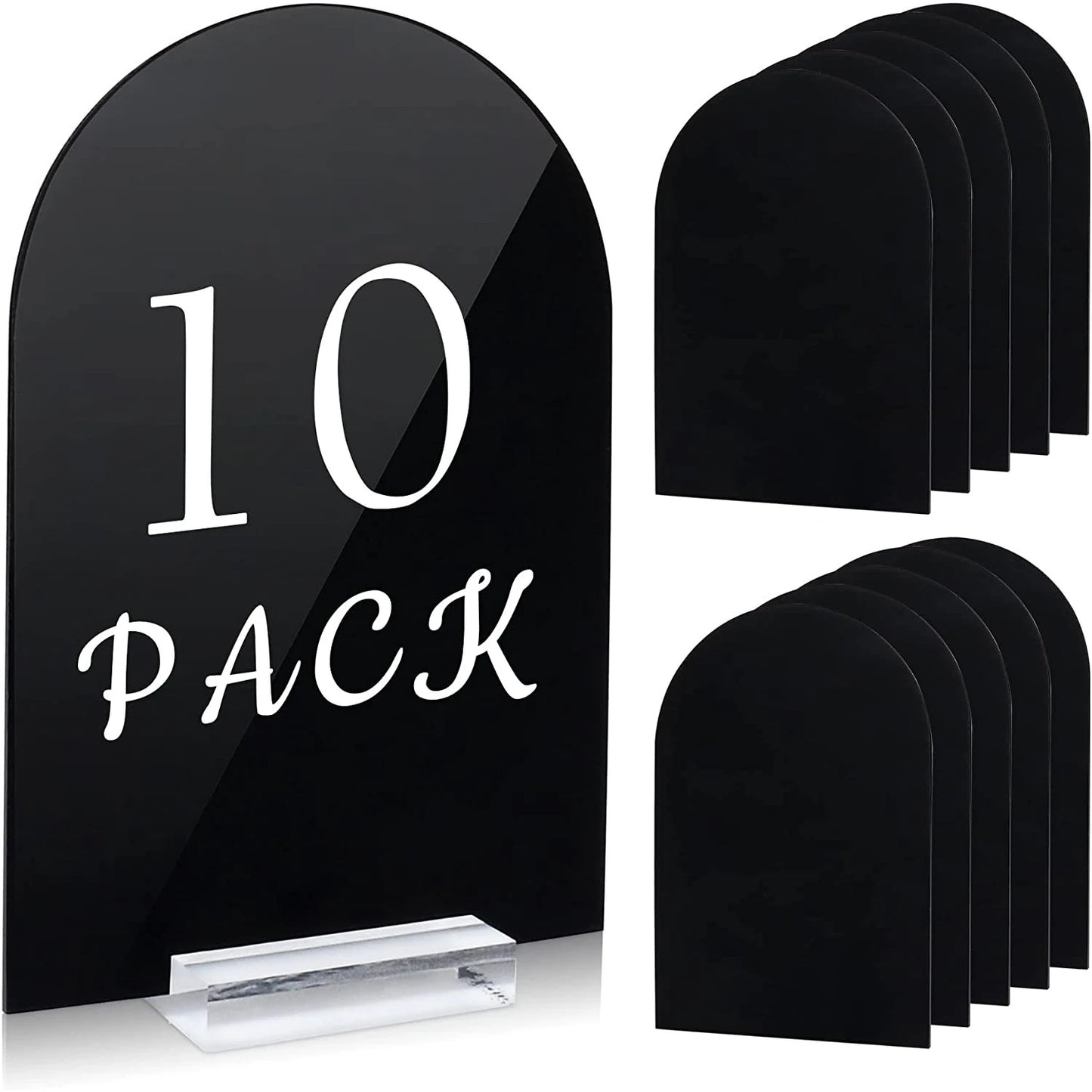 Blank Black Arch Acrylic Sign Sheet, DIY Acrylic Arch Table Numbers Sign for Wedding Reception, Arched Round Top Table Card