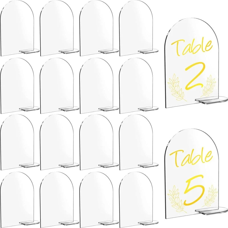 5pcs DIY Blank Acrylic Arch Table Sign Clear Sign with Stand Arch Table Numbers