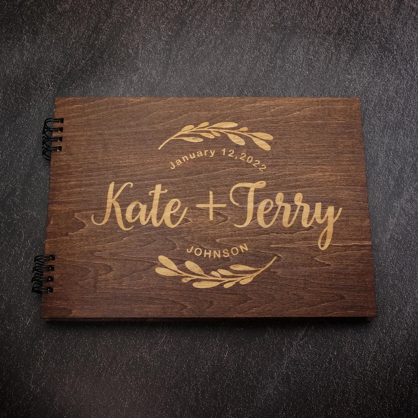 Personalized Engraved Wooden Wedding Guest Book, Rustic Wedding Guestbook, Bridal Shower, Wish Book, B5