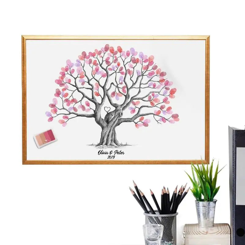 Wedding Fingerprint Tree Painting Loved Birds Guest Book Wedding Gift Fingerprint painting Wedding Souvenir Canvas Painting