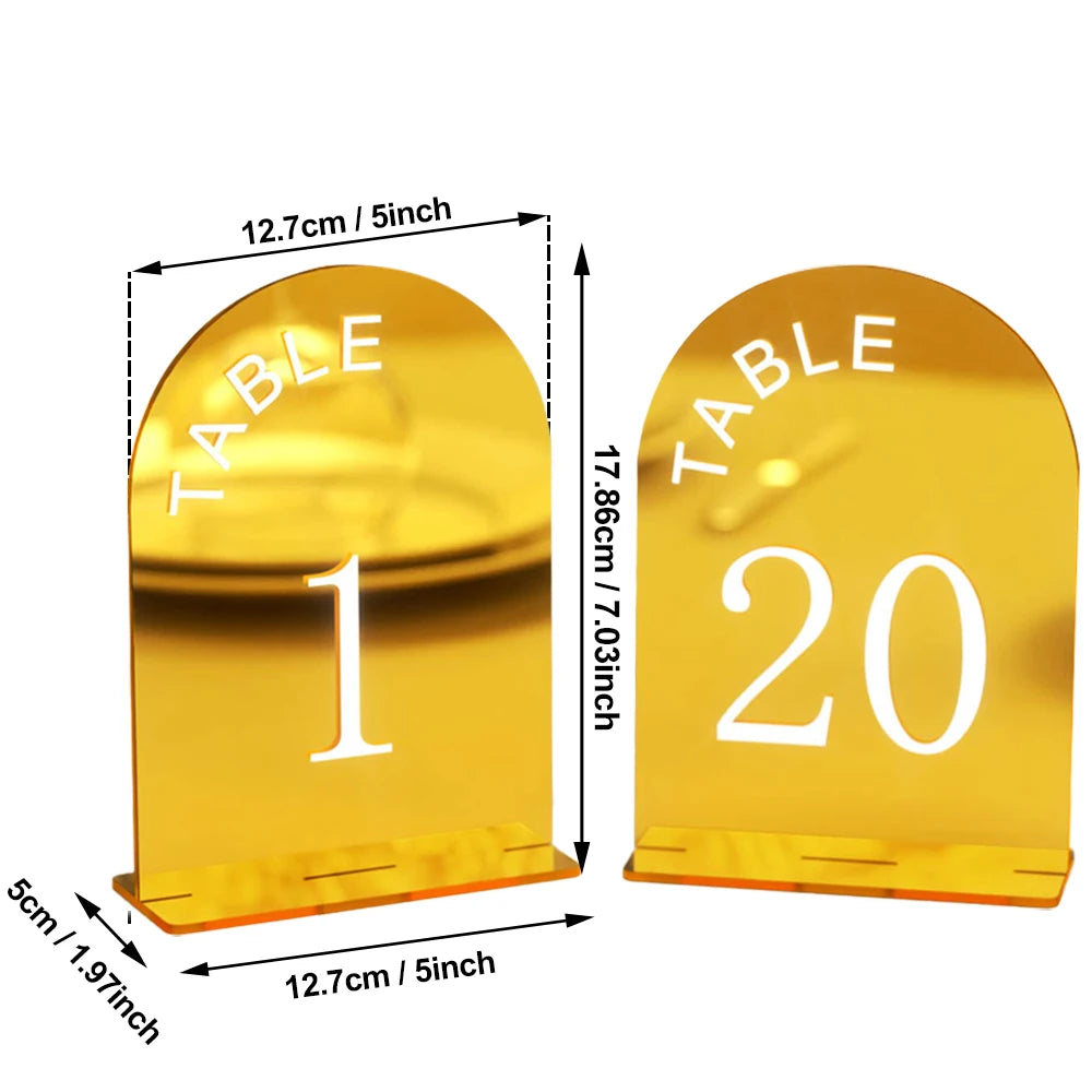 Gold Mirror Wedding Table Numbers Wedding Table Signs 3D Table Numbers Wedding Table Decor Table Numbers with Stand