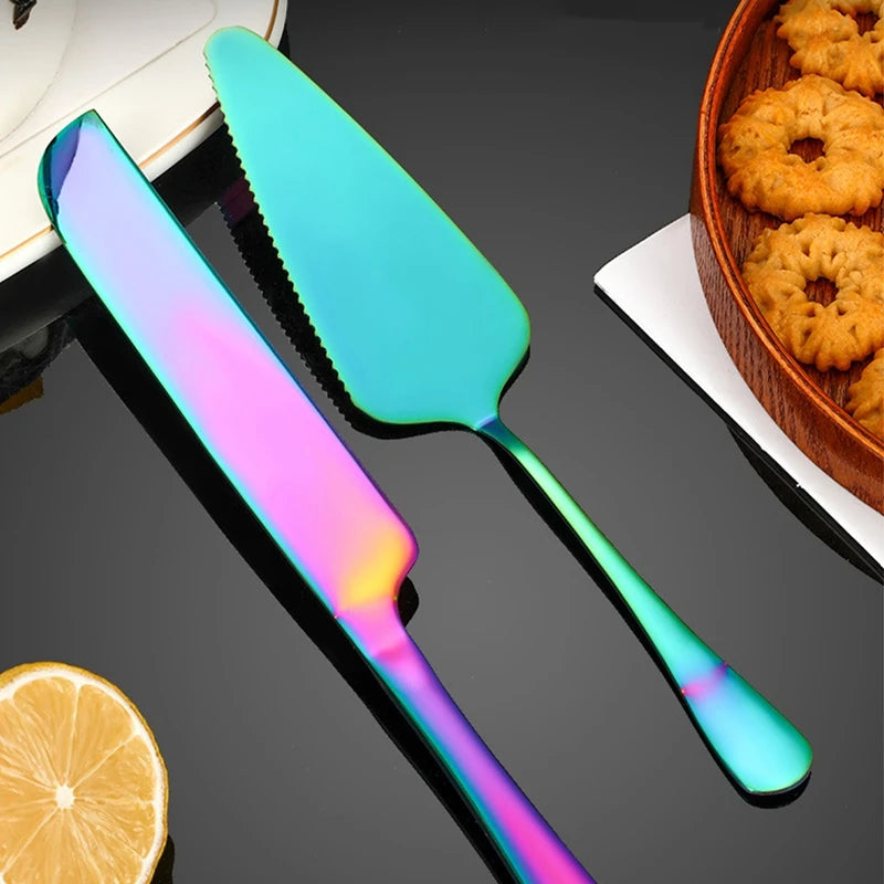 2Pcs/Set Stainless Steel Cake Shovel Set Bread Pizza Knife Dessert Pie Fondant Divider Cutter Spatula For Wedding Birth Baking