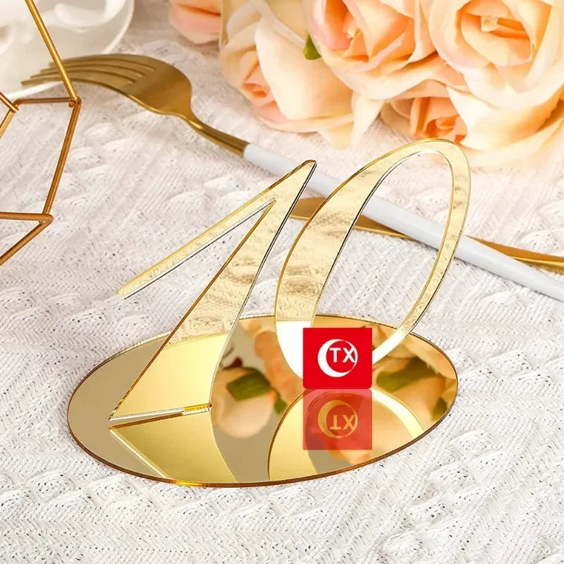 Gold Silver Table Number with Holder Elegant Mirror Table Number Sign Seat Card for Wedding Birthday Party Anniversary Event