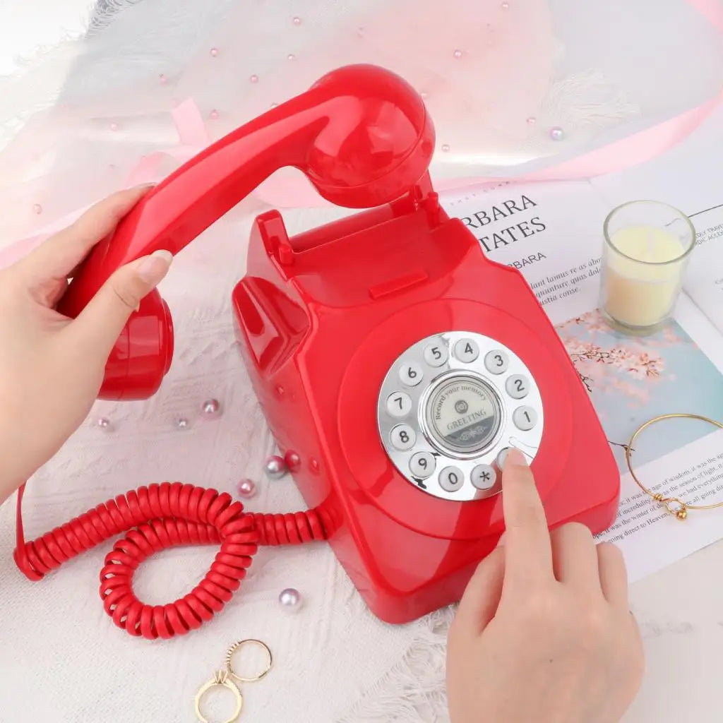 Guestbook for Wedding Messages Phone Beige Recorder Telephone Suitable for Hotel Party Holiday Christmas Messages to Friends