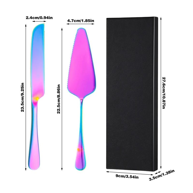 2Pcs/Set Stainless Steel Cake Shovel Set Bread Pizza Knife Dessert Pie Fondant Divider Cutter Spatula For Wedding Birth Baking