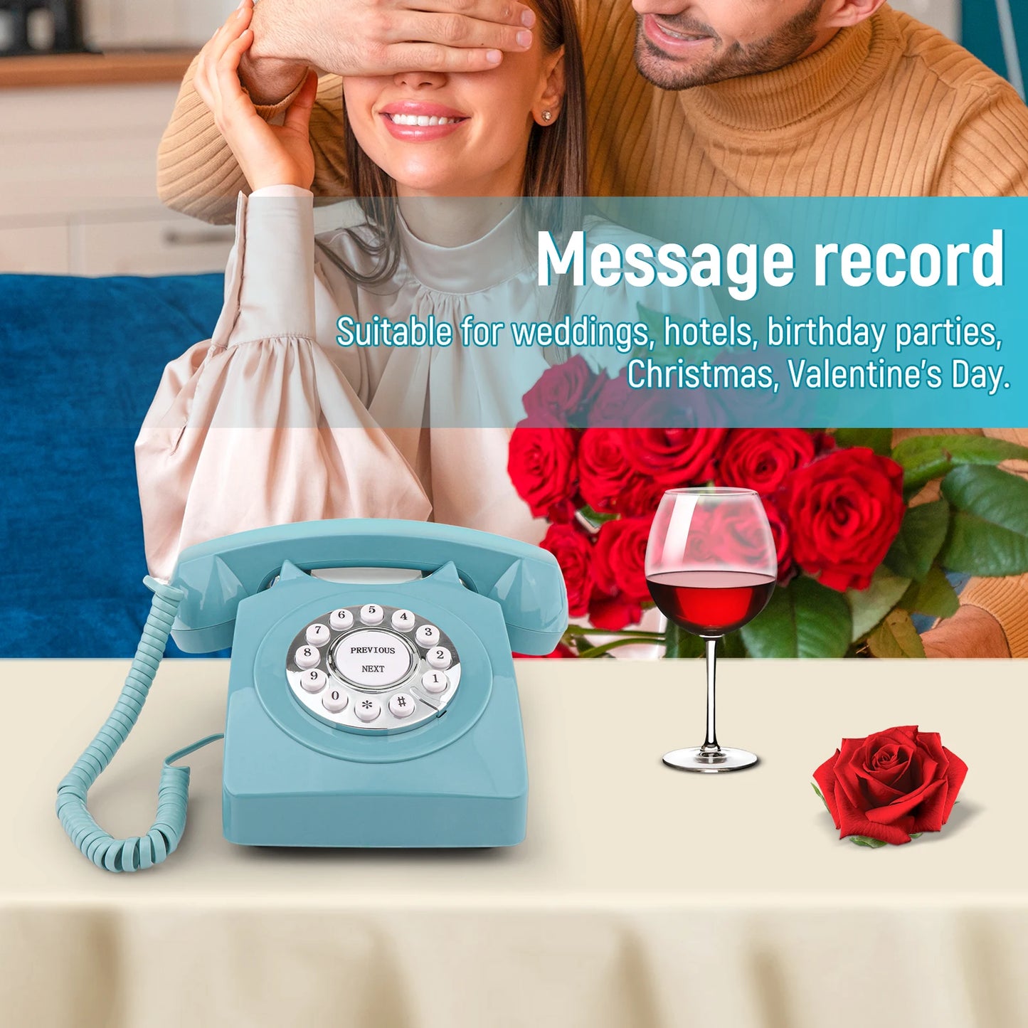 Guestbook for Wedding Messages Phone Beige Recorder Telephone Suitable for Hotel Party Holiday Christmas Messages to Friends