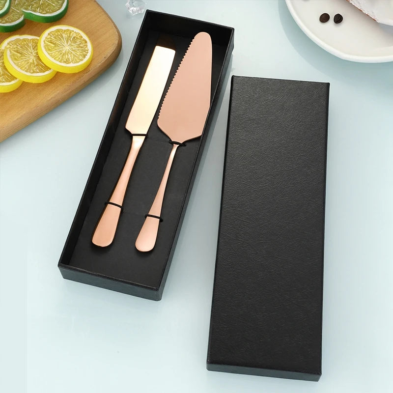 2Pcs/Set Stainless Steel Cake Shovel Set Bread Pizza Knife Dessert Pie Fondant Divider Cutter Spatula For Wedding Birth Baking