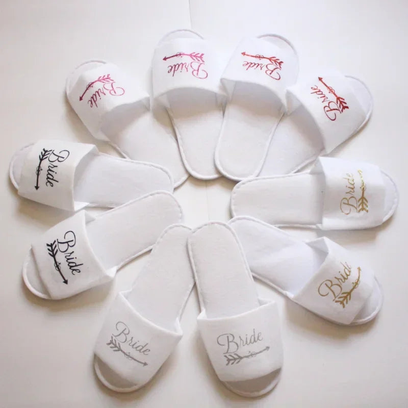 Wedding Bride To Be Slippers Team Bride Shower Decoration Bridesmaid Hen Party Soft Slippers Ladies Bachelorette Party Supplies