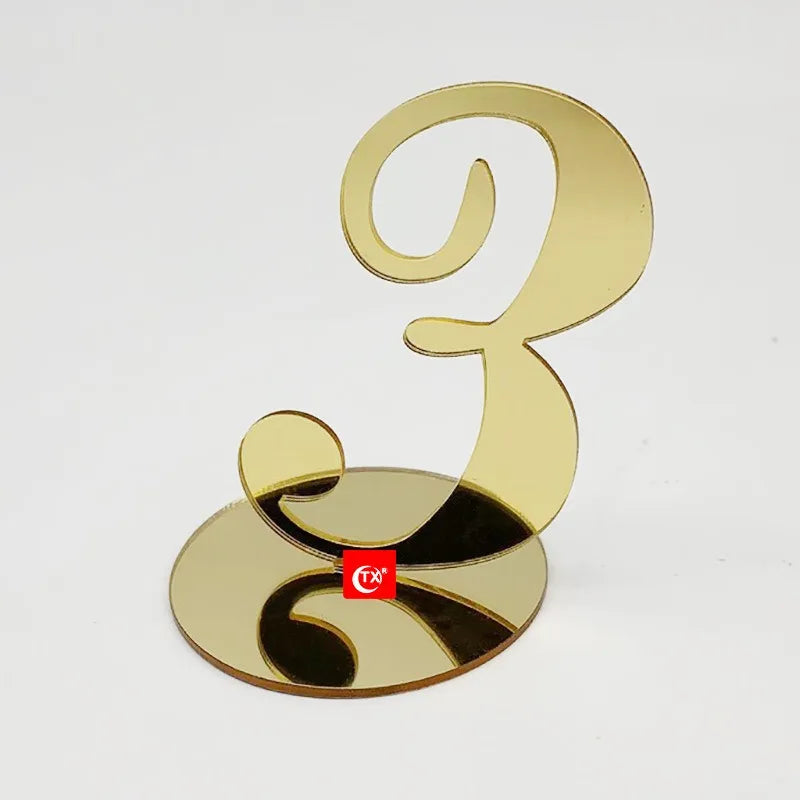 Gold Silver Table Number with Holder Elegant Mirror Table Number Sign Seat Card for Wedding Birthday Party Anniversary Event