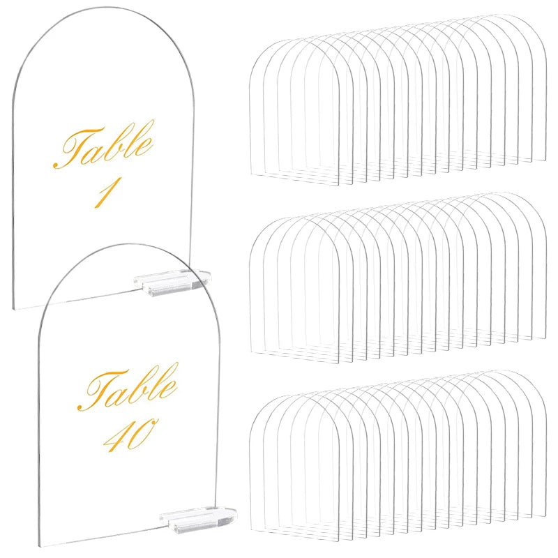 5pcs Wedding Blank Clear Table Number Signs Acrylic Display Stand Place Card Holder for Birthday Festival Party Table Decoration