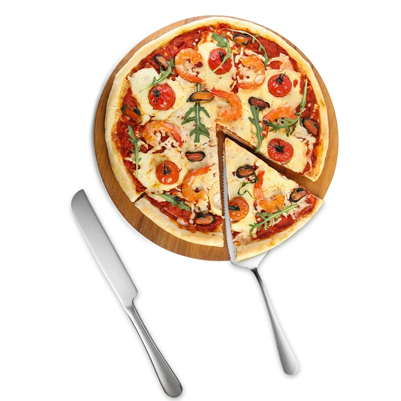 2Pcs/Set Stainless Steel Cake Shovel Set Bread Pizza Knife Dessert Pie Fondant Divider Cutter Spatula For Wedding Birth Baking