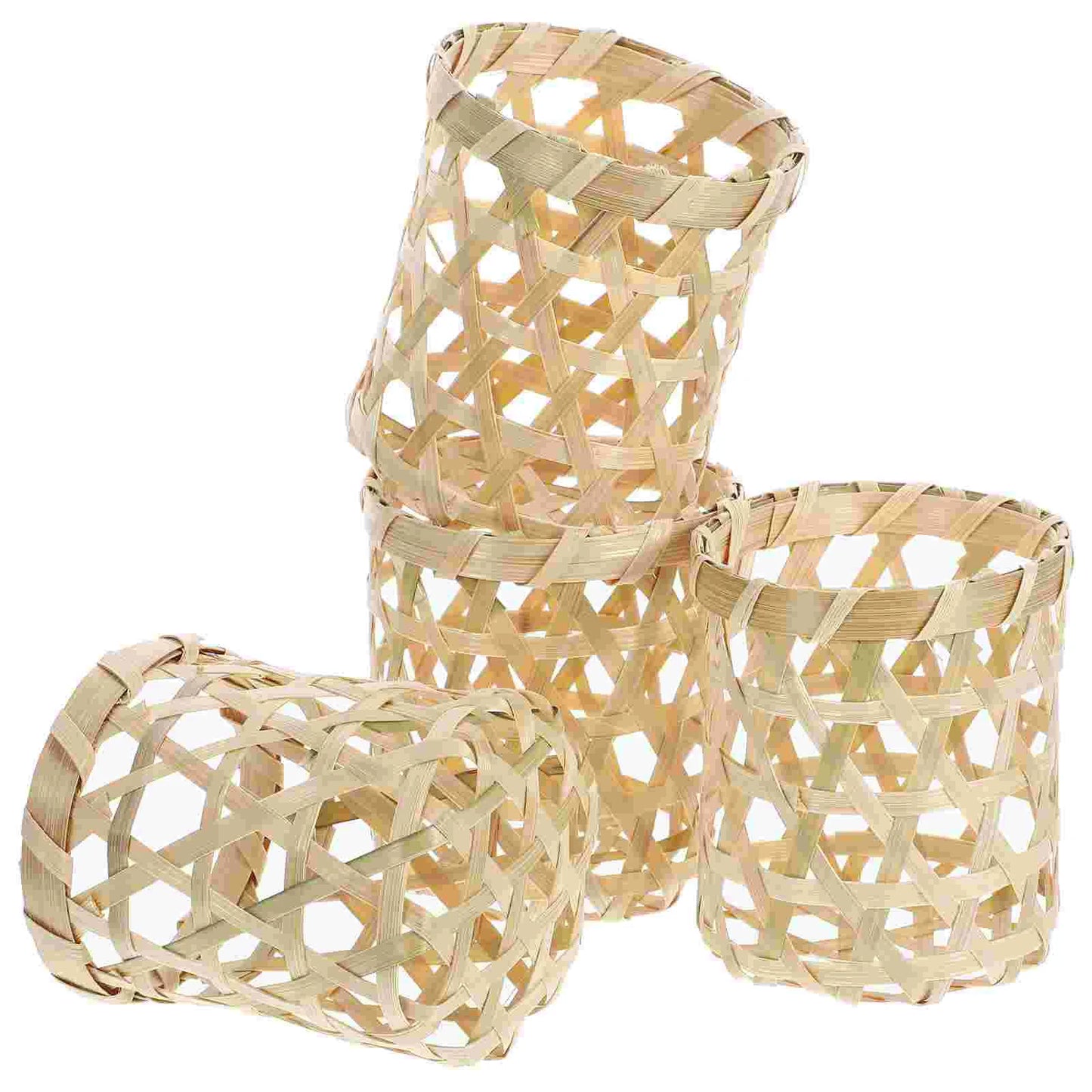 Wicker Woven Tea Light Holder Decorative Bamboo Votive Holder Rattan Glass Holders