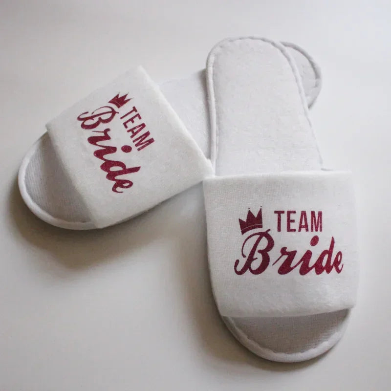 Wedding Bride To Be Slippers Team Bride Shower Decoration Bridesmaid Hen Party Soft Slippers Ladies Bachelorette Party Supplies