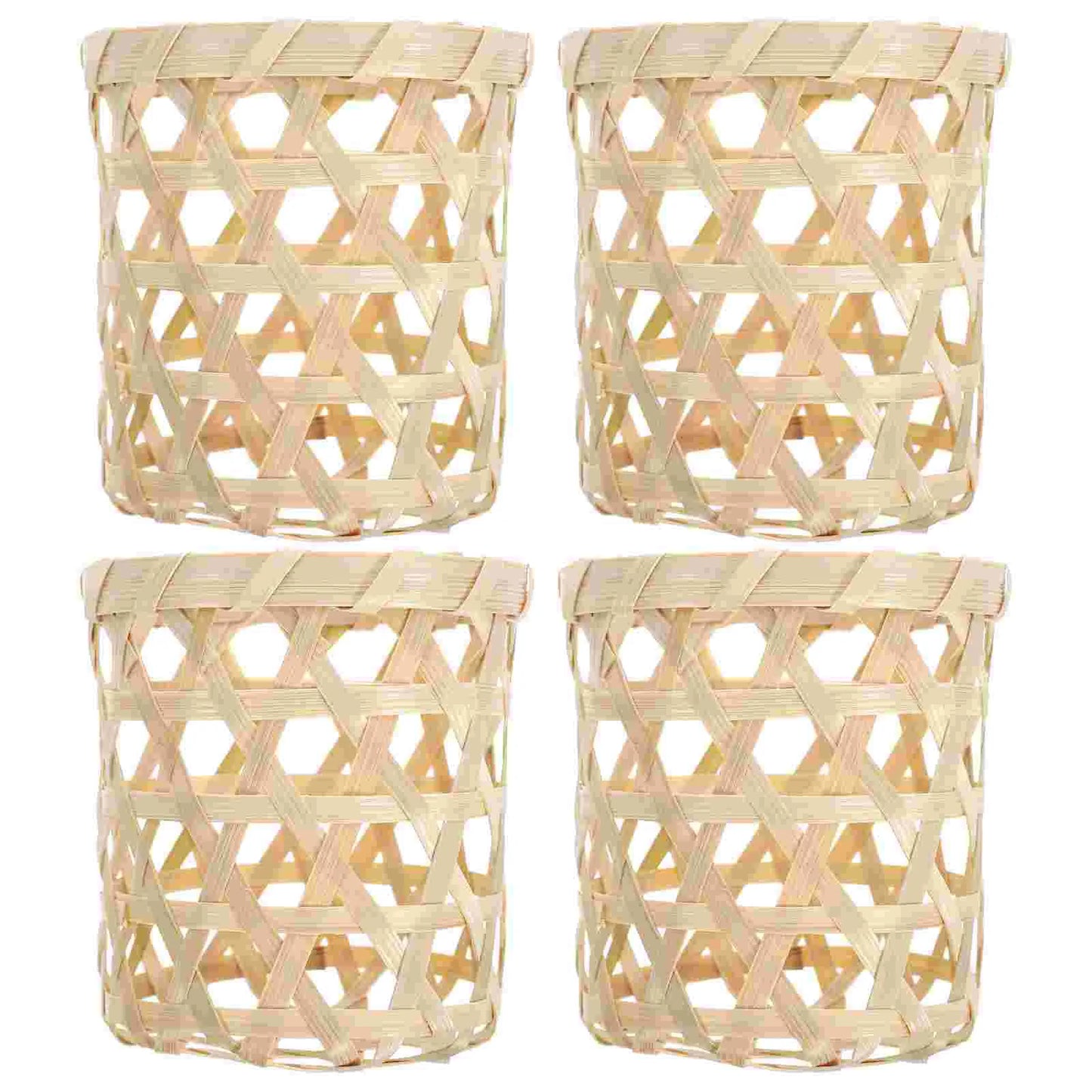 Wicker Woven Tea Light Holder Decorative Bamboo Votive Holder Rattan Glass Holders