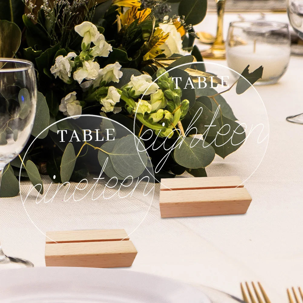 1Set Acrylic Clear Table Place Card And Wooden Holders Wedding Table Sign Numbers Menu Display Frame For Banquet Party Wholesale