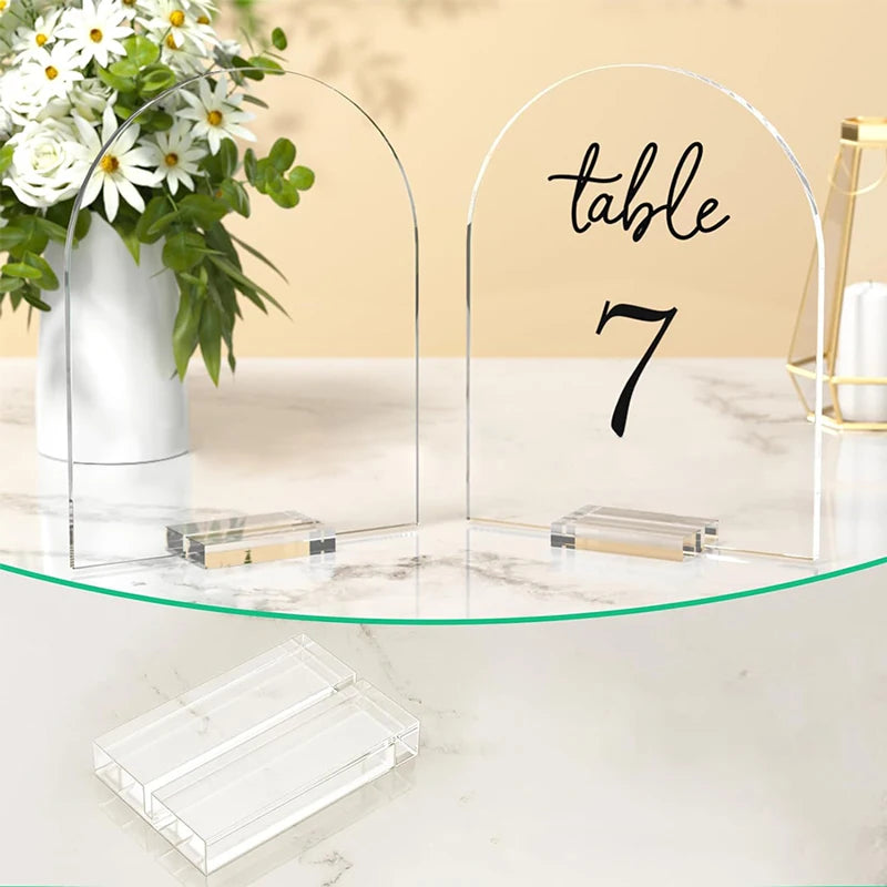 2Pcs Blank Acrylic Sign With Stand Arch Clear Table Sign Acrylic Sheet For Wedding Table Number Menu Sign Party Wedding Supplies