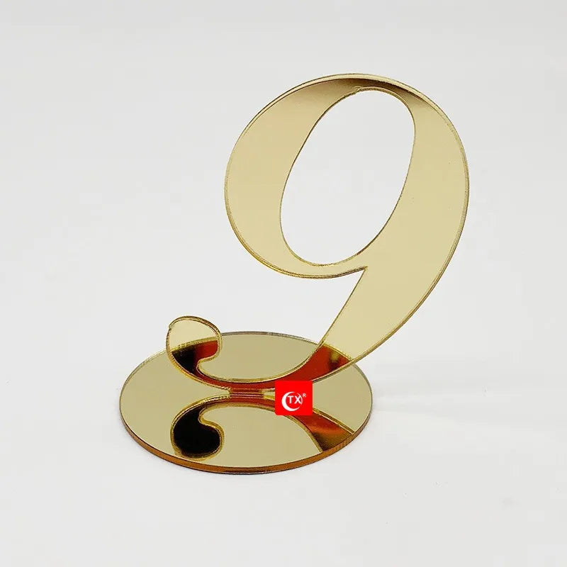 Gold Silver Table Number with Holder Elegant Mirror Table Number Sign Seat Card for Wedding Birthday Party Anniversary Event