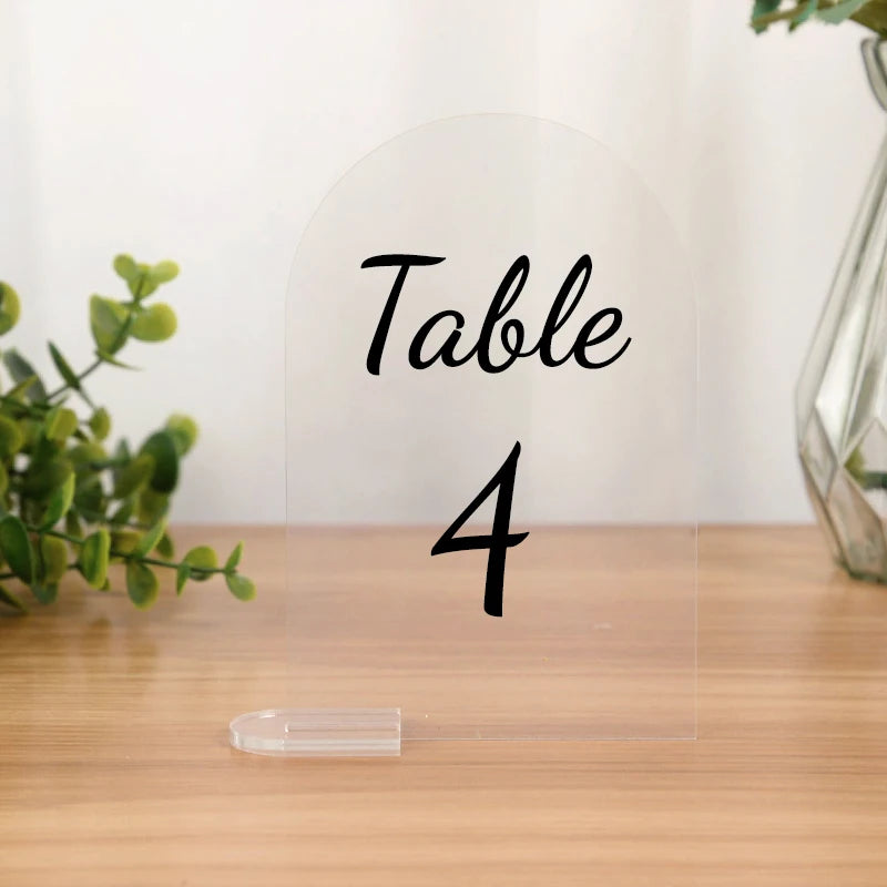 5pcs Wedding Blank Clear Table Number Signs Acrylic Display Stand Place Card Holder for Birthday Festival Party Table Decoration