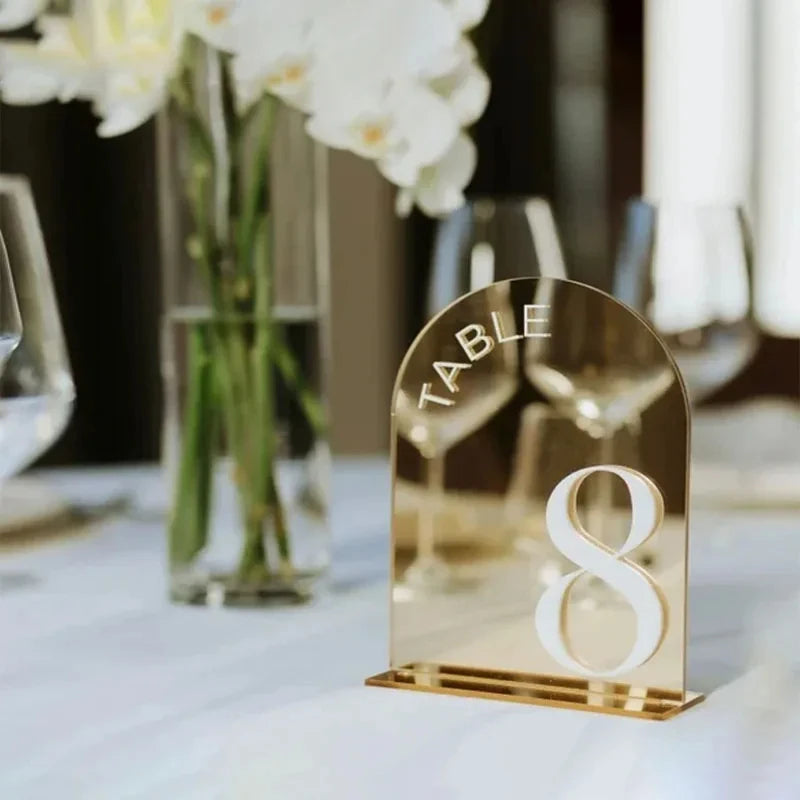 Gold Mirror Wedding Table Numbers Wedding Table Signs 3D Table Numbers Wedding Table Decor Table Numbers with Stand