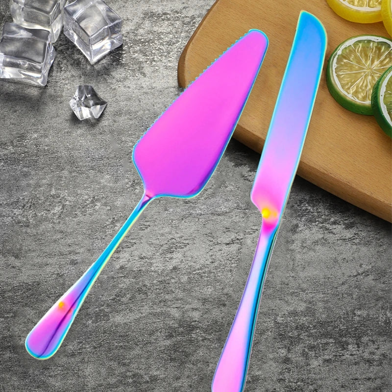 2Pcs/Set Stainless Steel Cake Shovel Set Bread Pizza Knife Dessert Pie Fondant Divider Cutter Spatula For Wedding Birth Baking